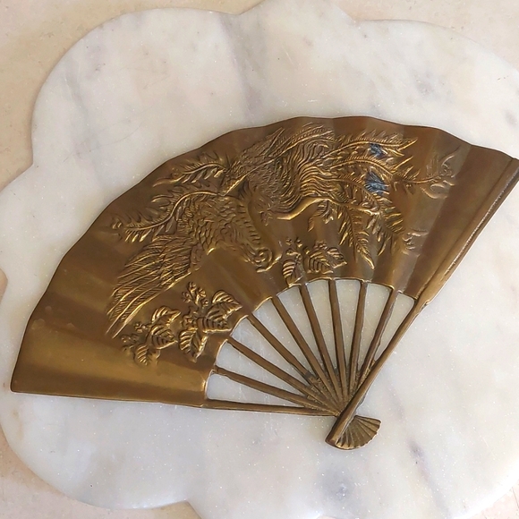 SET of 2 Vintage brass fans for wall - Picture 3 of 7